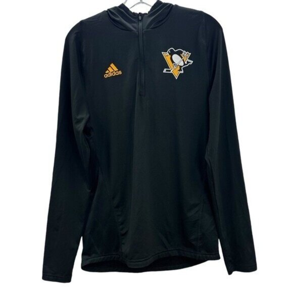 Pittsburgh Penguins Men's S 1/2 Zip Hoodie Hooded Sweatshirt NHL Hockey Black - Picture 1 of 7